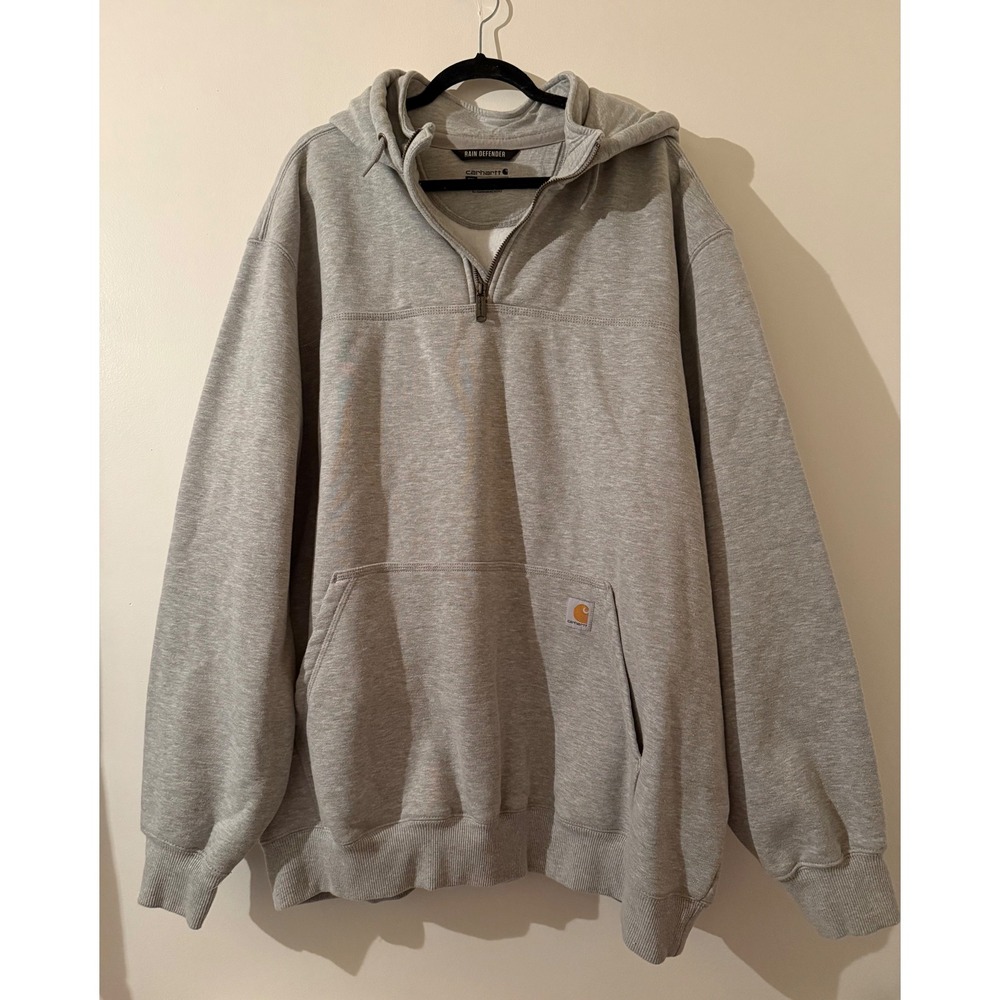 Carhartt Rain Defender Quarter Zip Heavyweight Hoodie Mens 3XLT Gray Loose Fit